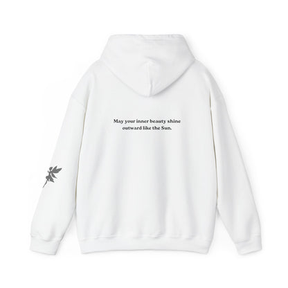 May your inner beauty shine outward like the Sun, Hoodie, Light colors