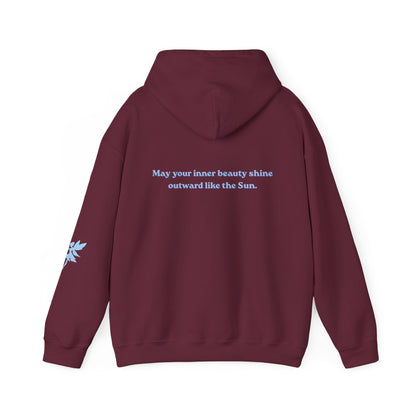 May your inner beauty shine outwards like the Sun, Hoodie, Dark colors