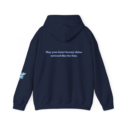 May your inner beauty shine outwards like the Sun, Hoodie, Dark colors